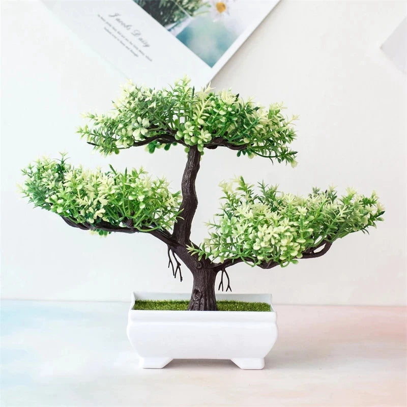 Plantas artificiais bonsai pequeno vaso de árvore planta falsa flores ornamentos em vaso para casa decoração de mesa do quarto decoração do jardim do hotel