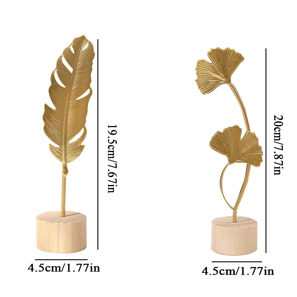 Escultura Nordic Gold Ginkgo Folha, Artesanato Folha, Escultura de luxo, Sala Decor, Decoração para casa Acessórios, Office Desktop Ornamentos