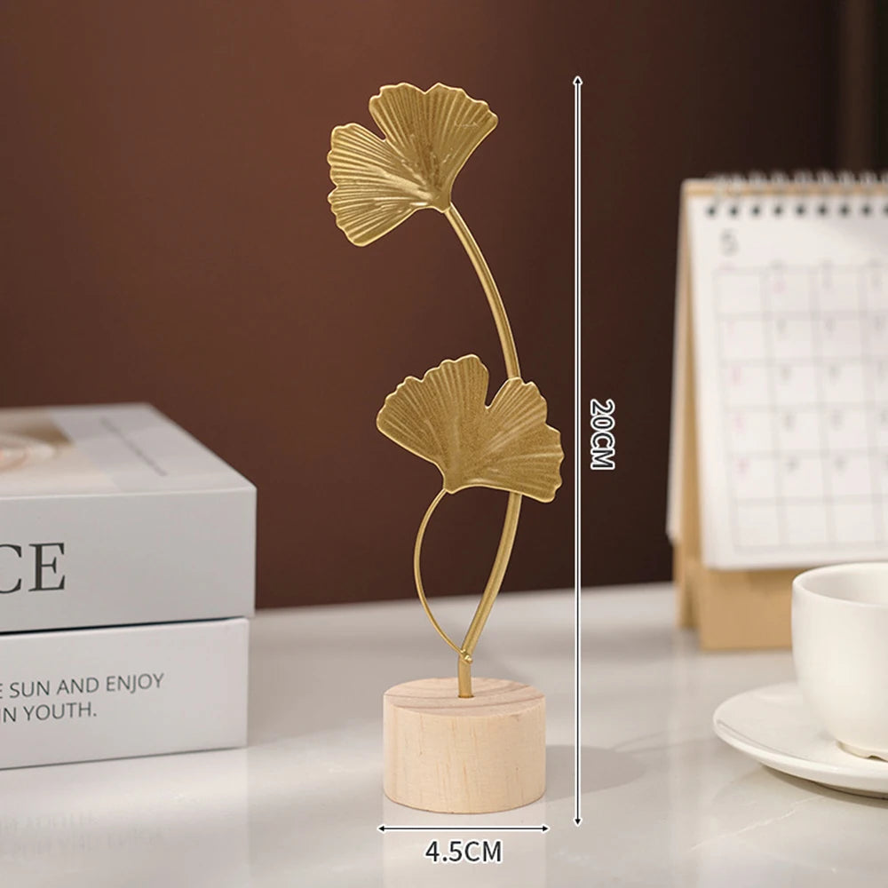 Escultura Nordic Gold Ginkgo Folha, Artesanato Folha, Escultura de luxo, Sala Decor, Decoração para casa Acessórios, Office Desktop Ornamentos