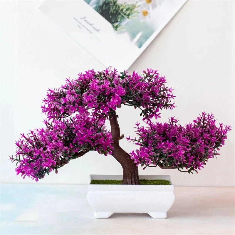 Plantas artificiais bonsai pequeno vaso de árvore planta falsa flores ornamentos em vaso para casa decoração de mesa do quarto decoração do jardim do hotel