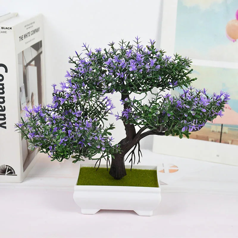 Plantas artificiais bonsai pequeno vaso de árvore planta falsa flores ornamentos em vaso para casa decoração de mesa do quarto decoração do jardim do hotel