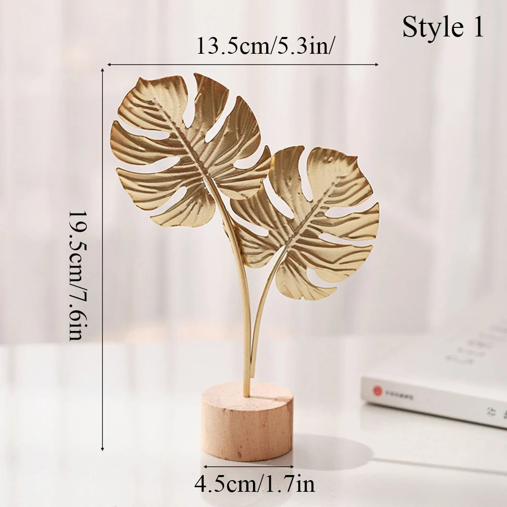 Escultura Nordic Gold Ginkgo Folha, Artesanato Folha, Escultura de luxo, Sala Decor, Decoração para casa Acessórios, Office Desktop Ornamentos