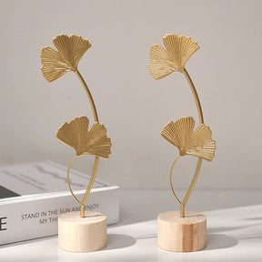 Escultura Nordic Gold Ginkgo Folha, Artesanato Folha, Escultura de luxo, Sala Decor, Decoração para casa Acessórios, Office Desktop Ornamentos