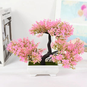 Plantas artificiais bonsai pequeno vaso de árvore planta falsa flores ornamentos em vaso para casa decoração de mesa do quarto decoração do jardim do hotel