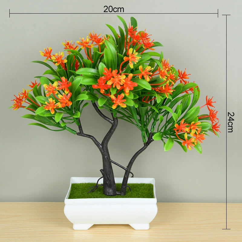 Plantas artificiais bonsai pequeno vaso de árvore planta falsa flores ornamentos em vaso para casa decoração de mesa do quarto decoração do jardim do hotel